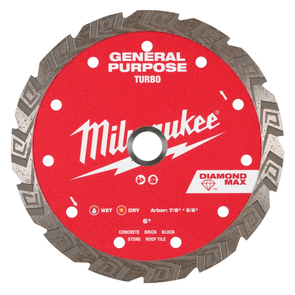 Milwaukee 49-93-9106 6" DIAMOND MAX™ Turbo, General Purpose Diamond Blade