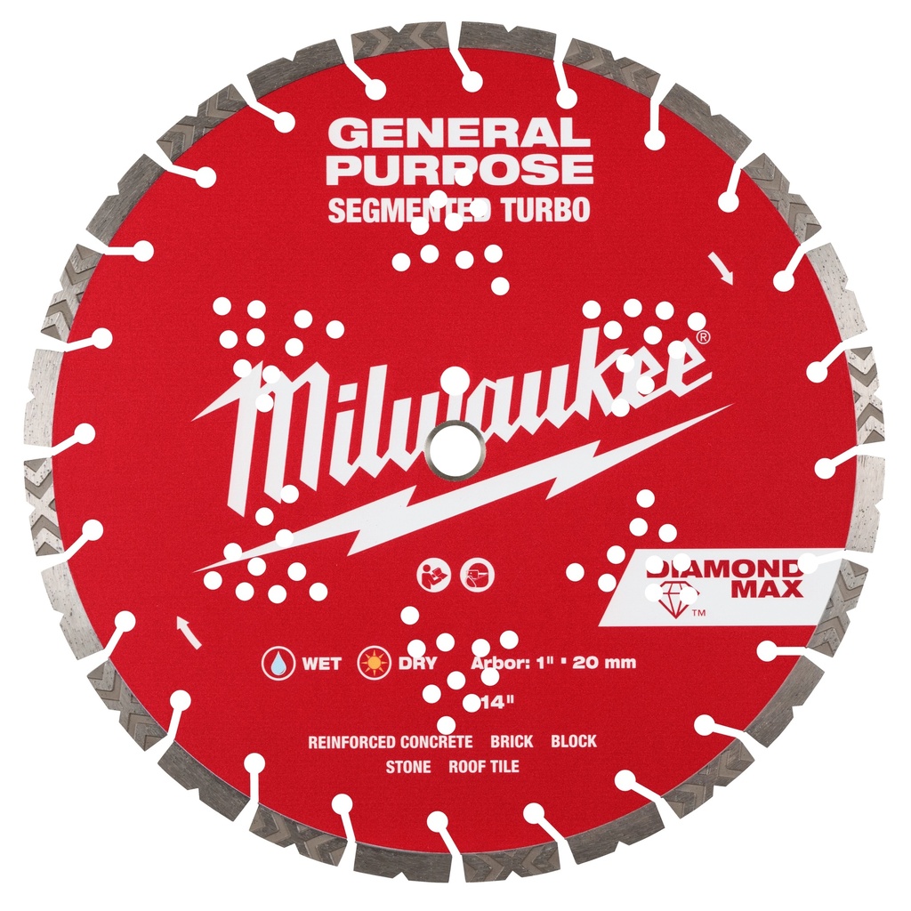 Milwaukee 49-93-9014 14" DIAMOND MAX™ Segmented Turbo, General Purpose Diamond Blade