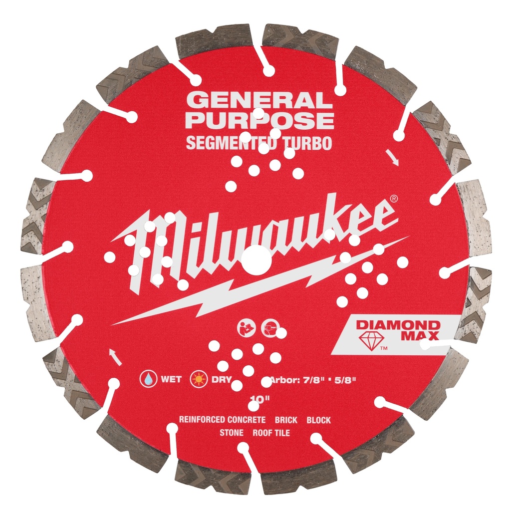 Milwaukee 49-93-9010 10" DIAMOND MAX™ Segmented Turbo, General Purpose Diamond Blade
