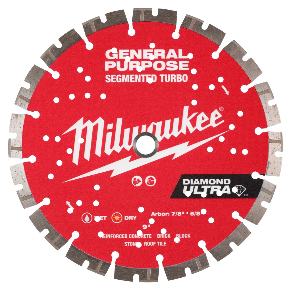 Milwaukee 49-93-7532 9" DIAMOND ULTRA™ Segmented Turbo, General Purpose Diamond Blade