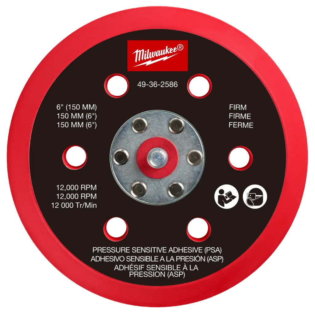 Milwaukee 49-36-2586 6" Pressure Sensitive Adhesive Sander Backing Pad – Firm