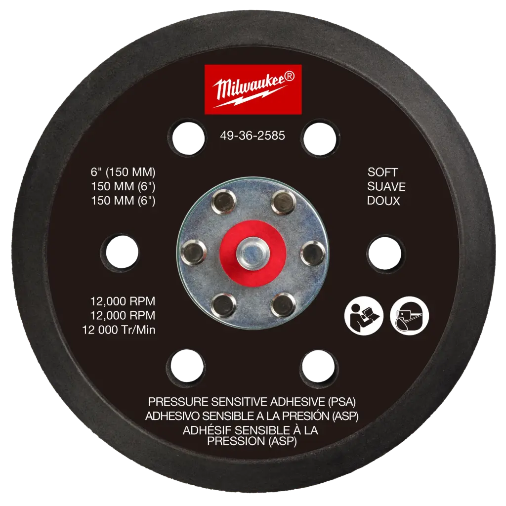 Milwaukee 49-36-2585 6" Pressure Sensitive Adhesive Sander Backing Pad – Soft