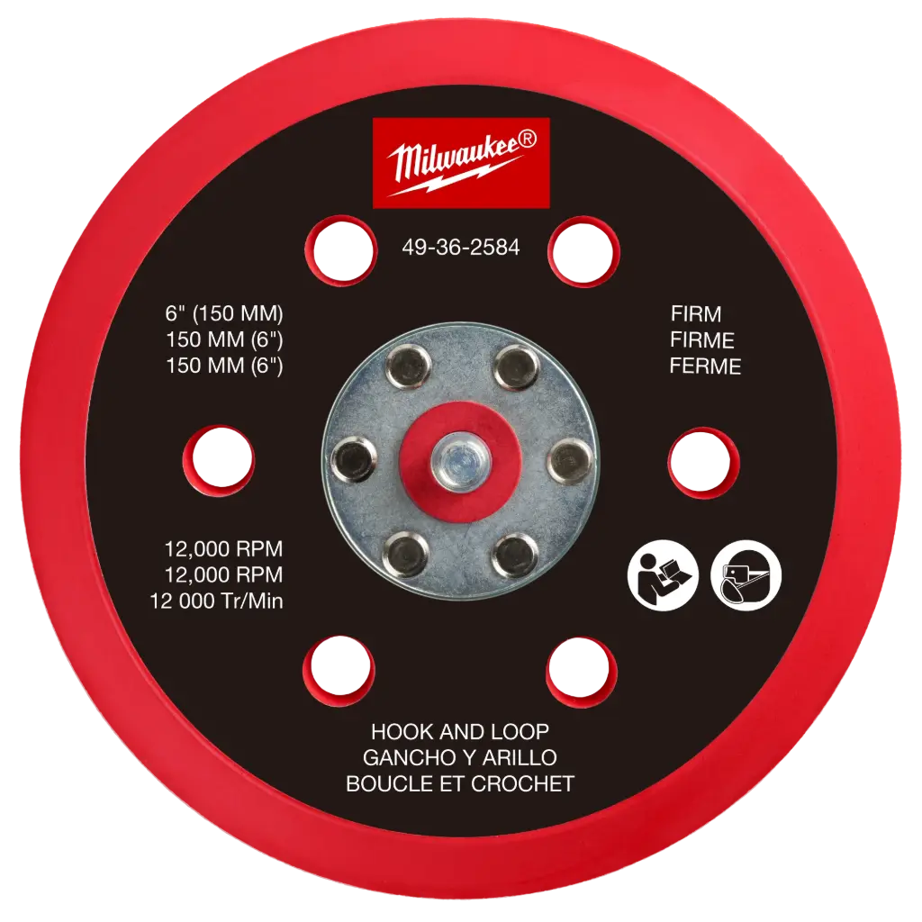 Milwaukee 49-36-2584 6" Hook and Loop Sander Backing Pad - Firm