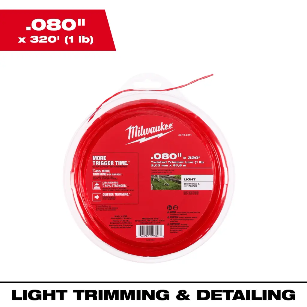 Milwaukee 49-16-2811 .080" x 320’ (1 lb.) Twisted Trimmer Line
