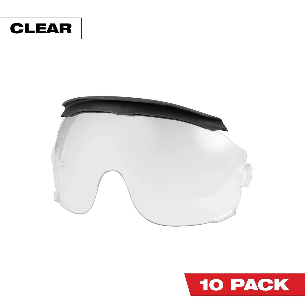 Milwaukee 48-73-1454 10pk Gasketed Clear Eye Visor Replacement Lenses (Milwaukee® BOLT™ Safety Helmet & BOLT™ Hard Hat Mount)