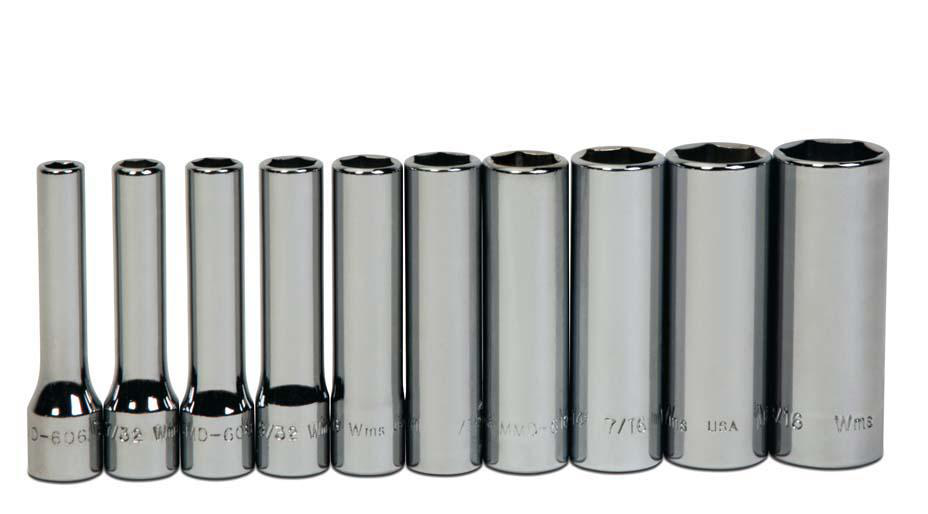 Williams 1/4 DR. Deep Socket SET, 6-PT, 10 (JHWWSMD10HRC)