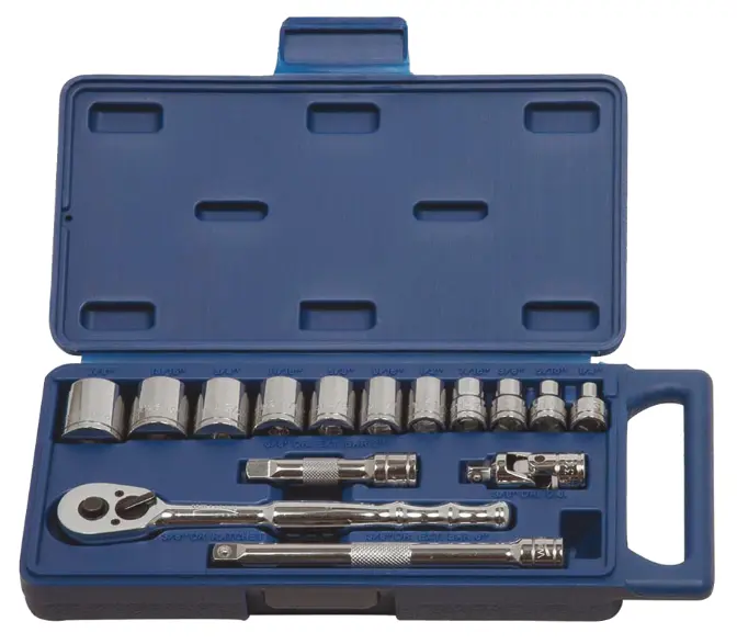 Williams 16 pc 3/8" Drive 6-Point Metric Shallow Socket and Drive Tool Set Compact Case (JHW50665)