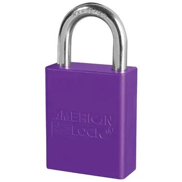 MasterLock Purple Anodized Aluminum Safety Padlock, 1-1/2in (38mm) Wide with 1in (25mm) Tall Shackle, Keyed Alike Master Keyed A1105KAMKPRP