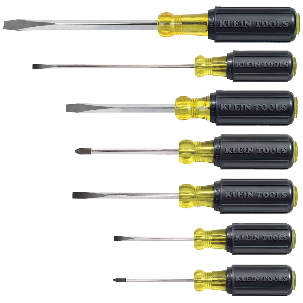 Klein 85076 Screwdriver Set, Slotted and Phillips, 7-Piece