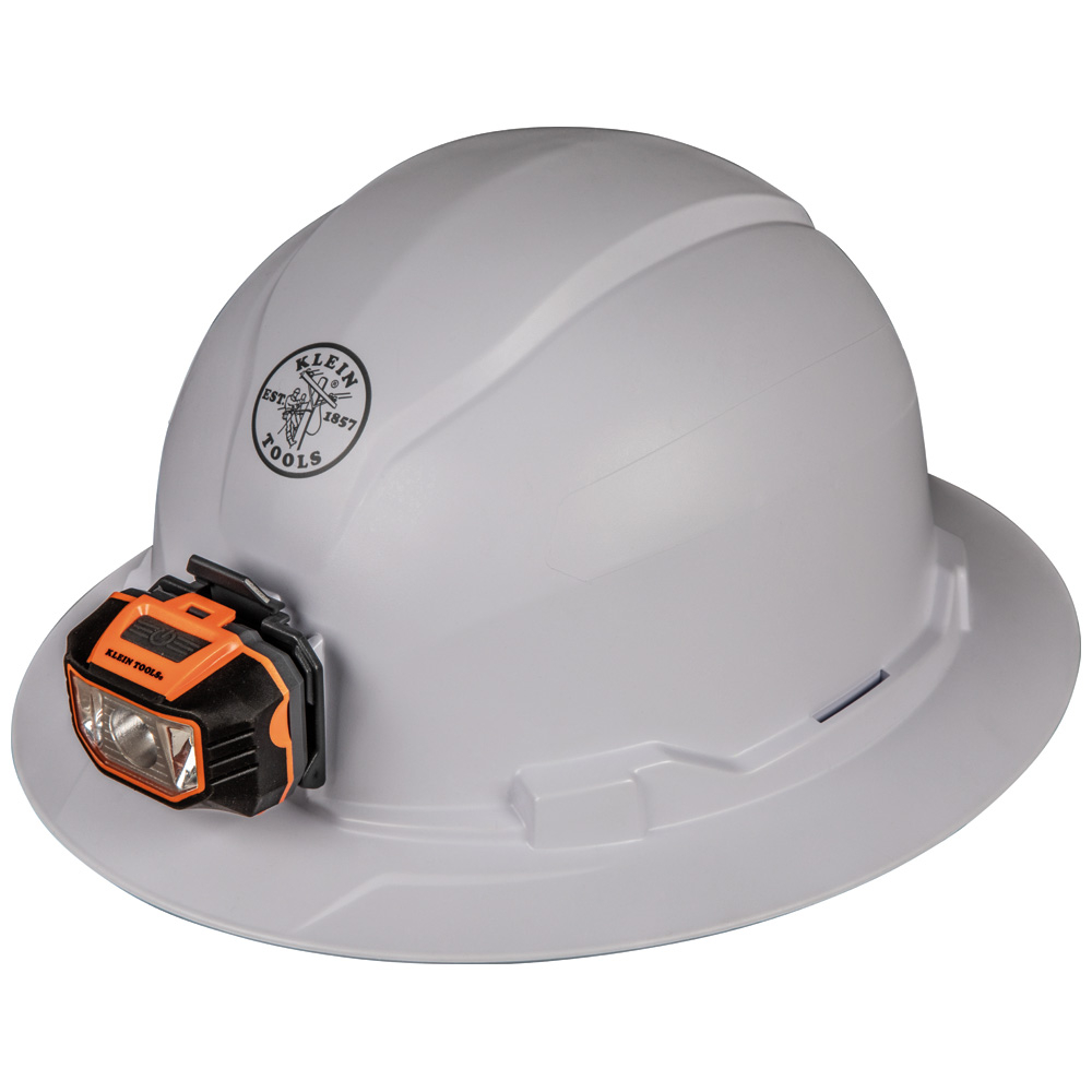 Klein 60406 Hard Hat, Non-Vented, Full Brim Style with Headlamp