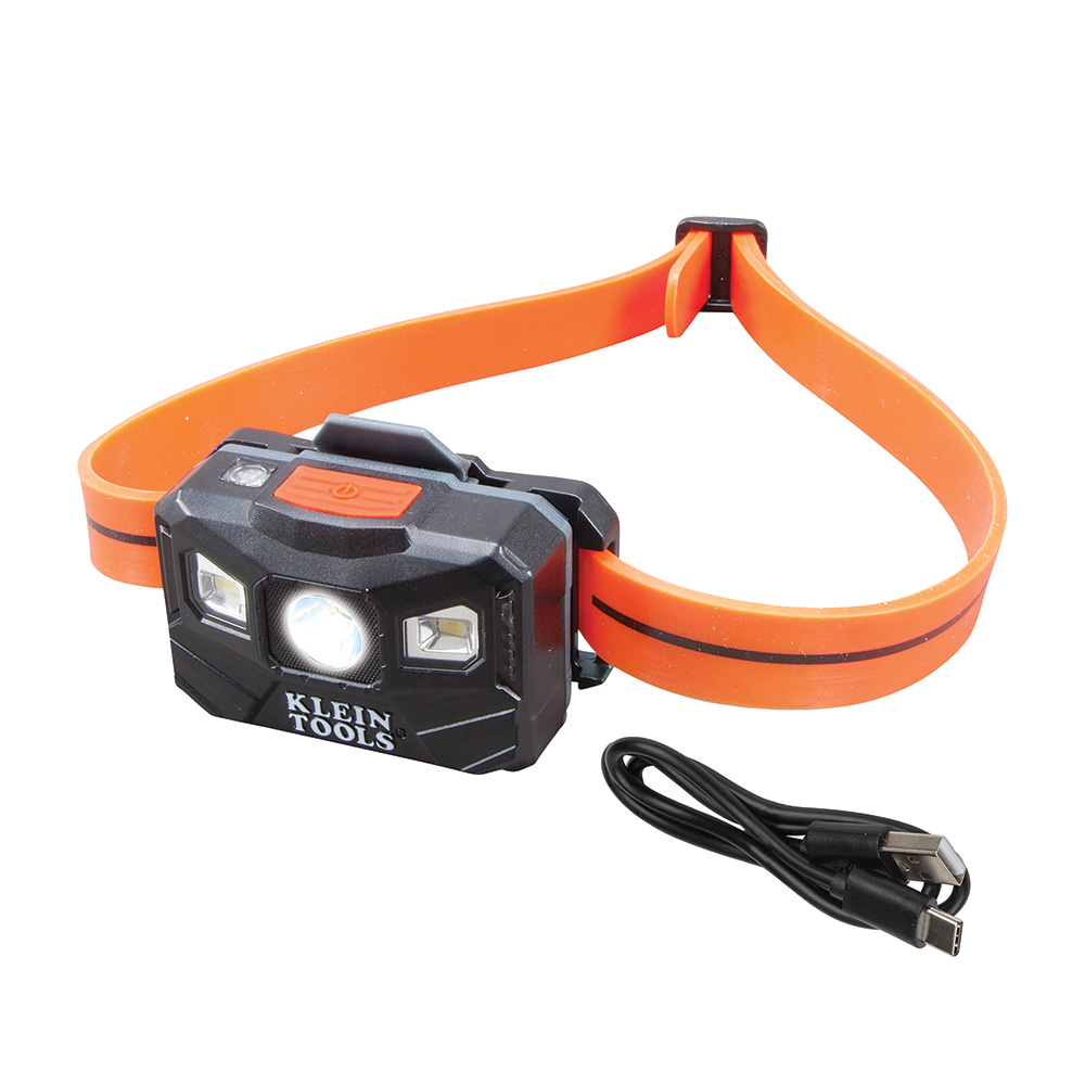 Klein 56064 Rechargeable Headlamp with Silicone Strap, 400 Lumens, All-Day Runtime