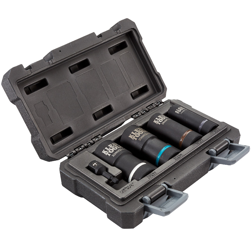 Klein 66050E 2-in-1 Metric Impact Socket Set, 12-Point, 5-Piece