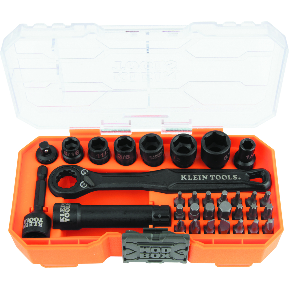 Klein 65300 KNECT™ 1/4-Inch Drive Impact-Rated Pass Through Socket Set, 32-Piece
