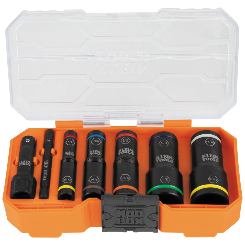 Klein 65618 KNECT™ Flip-10 Heavy Duty Flip Impact Socket Set, SAE, 8-Piece