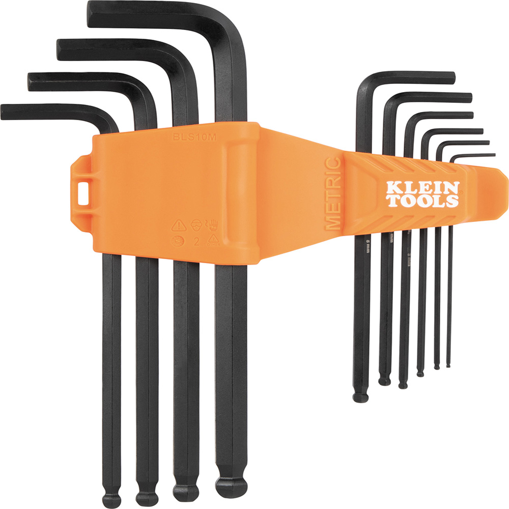 Klein BLS10M Long Ball-End Hex Key Set, Metric, 10-Piece