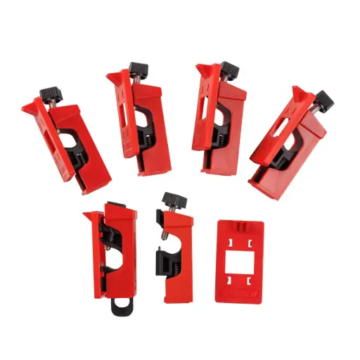 [BDY_176496] Brady 176496 Clamp-On Circuit Breaker Lockout, Slide Cover - 120/277 Volt, 6 Pack