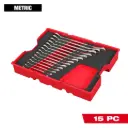 Milwaukee 48-22-0156 15pc. Metric Ratcheting Combination Wrench Set with Tray for PACKOUT™ Drawers