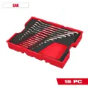 Milwaukee 48-22-0157 15pc. SAE Ratcheting Combination Wrench Set with Tray for PACKOUT™ Drawers