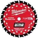 Milwaukee 48-40-0752 7-1/4” 24T NITRUS™ Carbide Framing & Demolition Circular Saw Blade – 2 PK