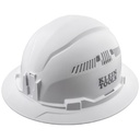 Klein Hard Hat, Vented, Full Brim Style, White (60401)