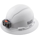 Klein Hard Hat, Non-Vented, Full Brim with Rechargeable Headlamp, White (60406RL)