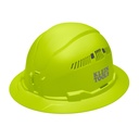 Klein Hard Hat, Vented, Full Brim Style, High Visibility Lime (60911)
