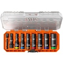 Klein KNECT™ Deep-Well 3/8-Inch Drive Impact Socket Set, SAE, 9-Piece (65109IMPCT)