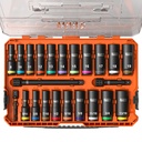 Klein KNECT™ Deep-Well 3/8-Inch Drive Socket Set, SAE and Metric, 23-Piece (65121IMPCT)