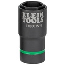 Klein 2-in-1 Impact Socket, 6-PT, 1-1/8 and 15/16-Inch, 1/2-Inch Drive (66066)