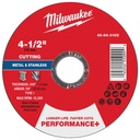 Milwaukee 49-94-0105 4-1/2" x .045" x 7/8" Performance+ Metal Cut Off Wheel - Type 1