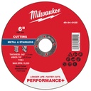 Milwaukee 49-94-0125 6" x .045" x 7/8" Performance+ Metal Cut Off Wheel - Type 1