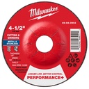 Milwaukee 49-94-0903 4-1/2" x 1/8" x 7/8" Performance+ Dual Metal Cut & Grind Wheel - Type 27