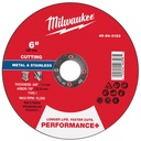Milwaukee 49-94-0123 6" x .045" x 7/8" Performance+ Metal Cut Off Wheel - Type 1