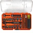 Klein KNECT™ 1/4-Inch Drive Pass-Through and Impact Socket Set, SAE and Metric, 33-Piece (65302KNECT)