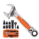 Klein KNECT™ 6-Inch Adjustable Wrench with Pass-Through Ratchet Set, 10-Piece (5076RTK)