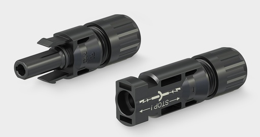 [SBI_32.0792-UR] Stäubli 32.0792-UR, MC4 Male Cable Coupler, PV-KST4/5X-UR, 6.2–7.0 mm Ø range of cable gland, 14; 12; 10 AWG, W/barrel crimp contacts