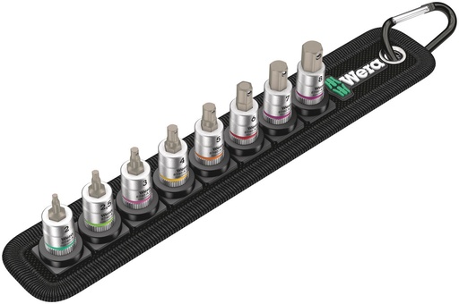 [WER_05003881001] Wera 05003881001 Belt A 2 Zyklop In-Hex-Plus Bit Socket Set w/Holding Function, 1/4" Dr, 8 Pc