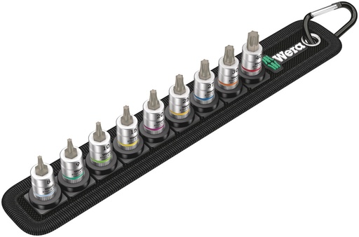 [WER_05003882001] Wera 05003882001 Belt A 3 TORX® HF Zyklop Bit Socket Set w/Holding Function, 1/4" Dr, 9 Pc