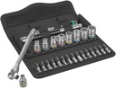 Wera 05004017001 8100 SA 7 Zyklop Metal Ratchet Set With Push-Through Square, 1/4" Dr, Metric, 28 Pc