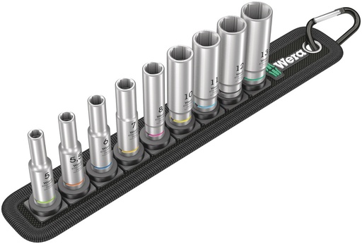 [WER_05004525001] Wera 05004525001 Belt A Deep 1 Socket Set, 1/4" Dr, 9 Pc
