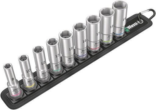 [WER_05004545001] Wera 05004545001 Belt B Deep 1 Socket Set, 3/8" Dr, 9 Pc