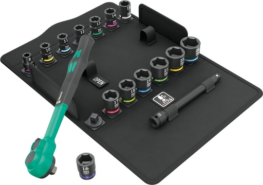 [WER_05005530001] Wera 05005530001 8100 SB 12 Zyklop Comfort Ratchet Set, Reversing Lever, 3/8" Dr, Metric, 16 Pc