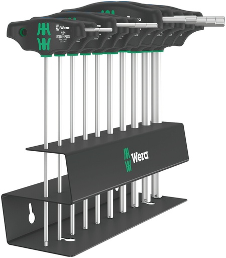[WER_05023454001] Wera 05023454001 454/10 HF Set SAE 2 Screwdriver Set T-Handle Hex-Plus Screwdrivers w/Holding Function, SAE, 10 Pc