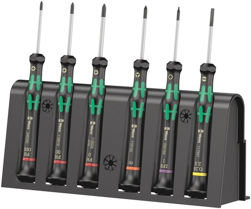[WER_05030181001] Wera 05030181001 2050/6 Screwdriver Set and Rack For Electronic Applications, 6 Pc