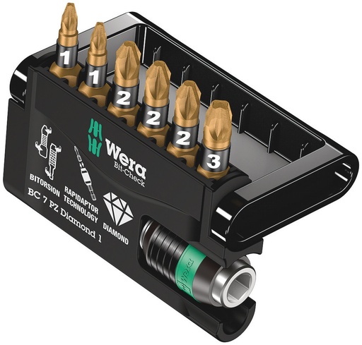 [WER_05057412001] Wera 05057412001 Bit-Check 7 PZ Diamond 1, 7 Pc