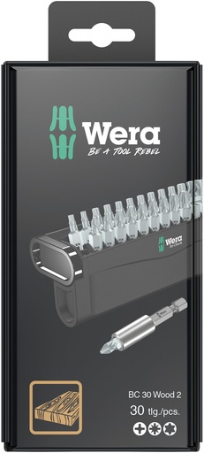 [WER_05057438001] Wera 05057438001 Bit-Check 30 Wood 2 SB, 30 Pc