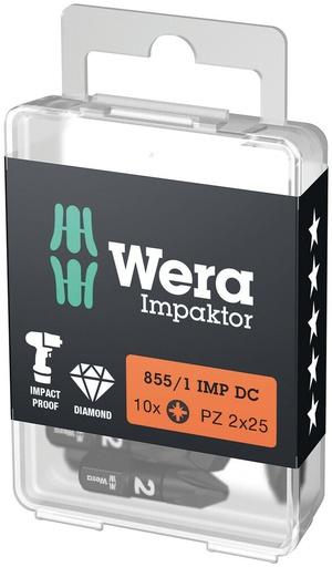 [WER_05057622001] Wera 05057622001 855/1 IMP DC PZ DIY Impaktor Bits, PZ 3 X 25 mm, 10 Pc
