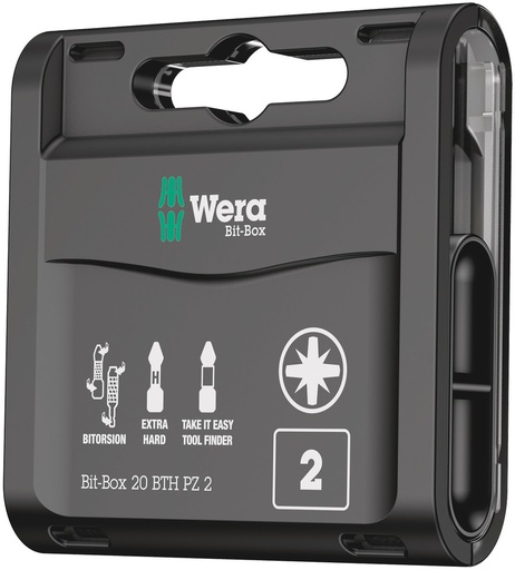 [WER_05057762001] Wera 05057762001 Bit-Box 20 BTH PZ, PZ 2 X 25 mm, 20 Pc