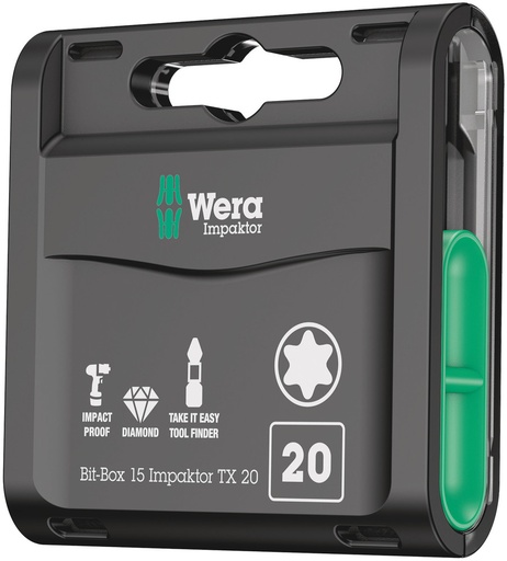 [WER_05057772001] Wera 05057772001 Bit-Box 15 Impaktor TX, TX 20 X 25 mm, 15 Pc