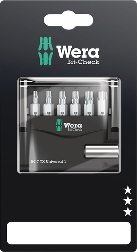 [WER_05073404001] Wera 05073404001 Bit-Check 7 TX Universal 1 SB, 7 Pc